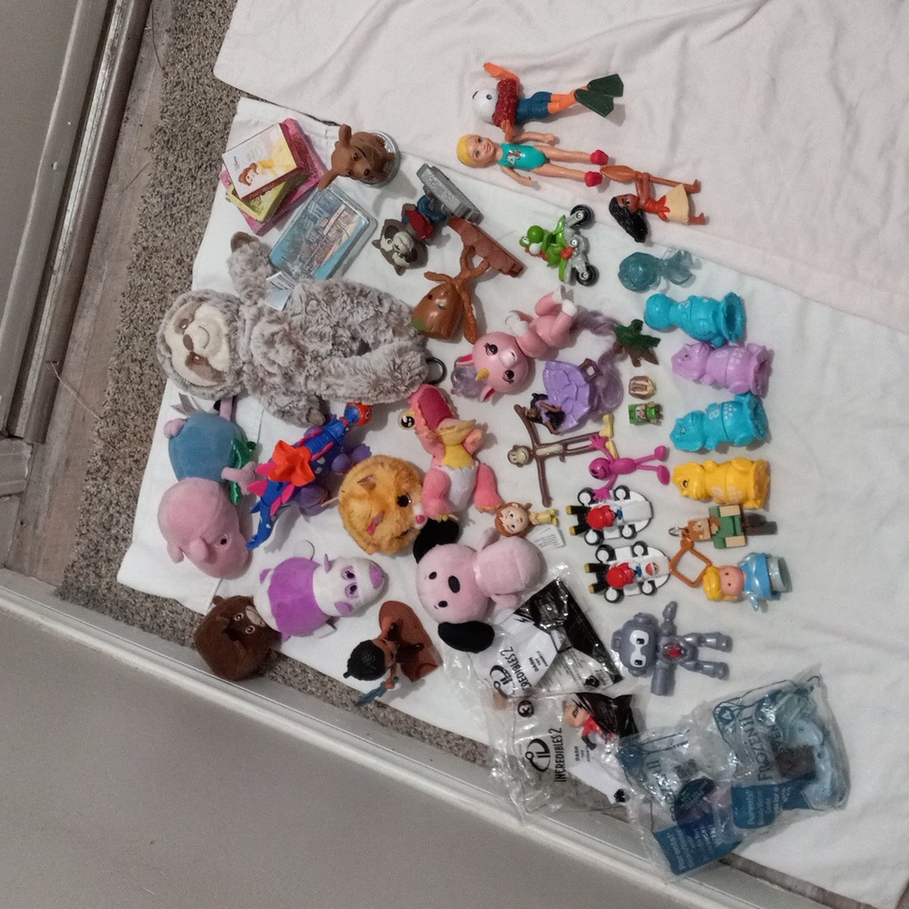 44 Piece Toy Lot Assorted Small plush and hard toys